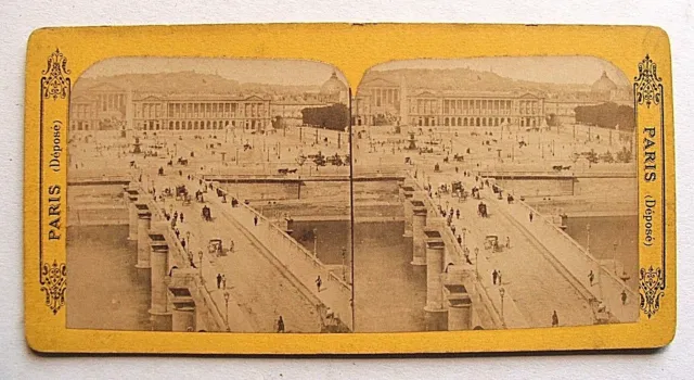 Stereoscopic Photo Stereoview / Paris Bridge & Place Concorde