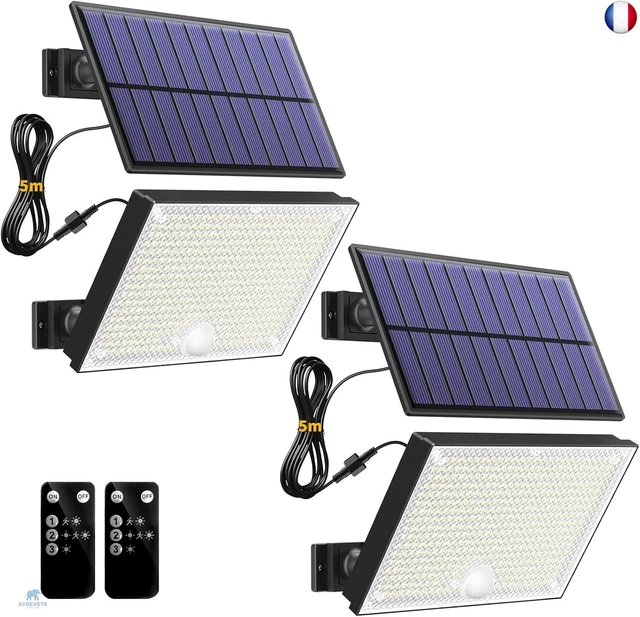 Lot De 4 Spots Solaires Extérieurs IP67 - 800 Lm - 3 Modes - Panneau Solaire Haute Efficacité - Installation Paysage Ou Murale