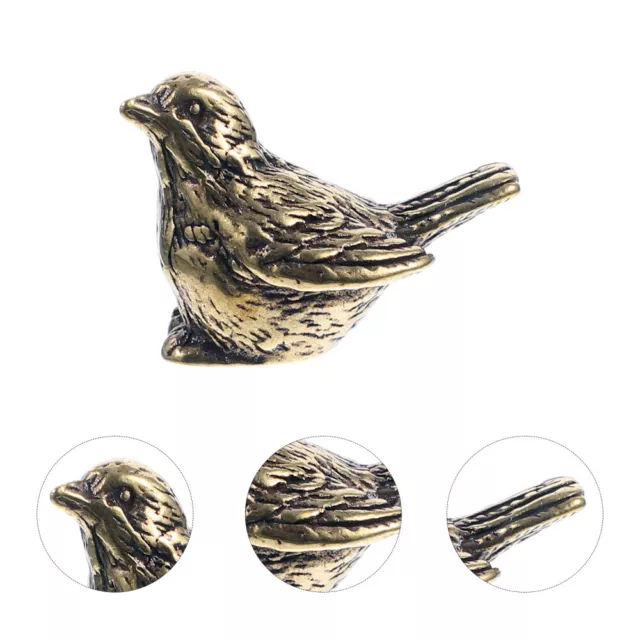 Vintage Brass Bird Statue Retro Sparrow Figurine Home Ornament-HB
