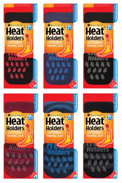 Heat Holders - Men Thick Winter Thermal Non Slip Gripper Slipper Socks 6-11 uk