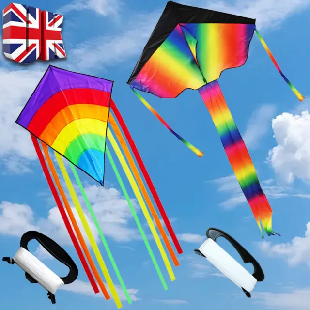 2 Pack-Kites for Children&Adult, Large Rainbow Delta &Huge Colorful Diamond Kite