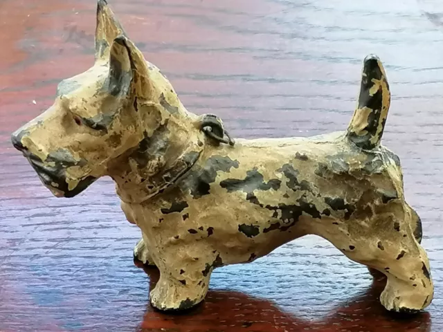 Vintage  Metal cast cold painted spelter ? Scottish terrier figurine