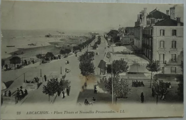 Arcachon 33 CPA Place Thiers And Nouvelles Promenades Good Condition 1924