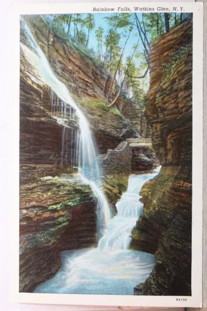 New York NY Watkins Glen Rainbow Falls Postcard Old Vintage Card View Standard