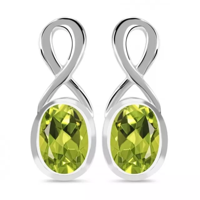 Unendlichkeit echter Peridot Ohrstecker 925 Silber mit Edelstein Damen Ohrringe