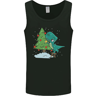 Funny T-Rex Christmas Tree Dinosaur Mens Vest Tank Top