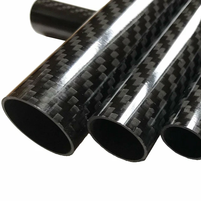 (2) Carbon Fiber Tube - 20mm x 18mm x 1000mm - 3K Roll Wrapped 100% Carbon...