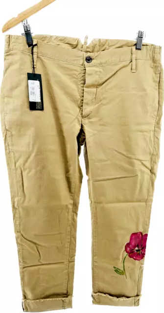 Pantalon camel brodé fleur MAURIZIO MASSIMINO taille 40