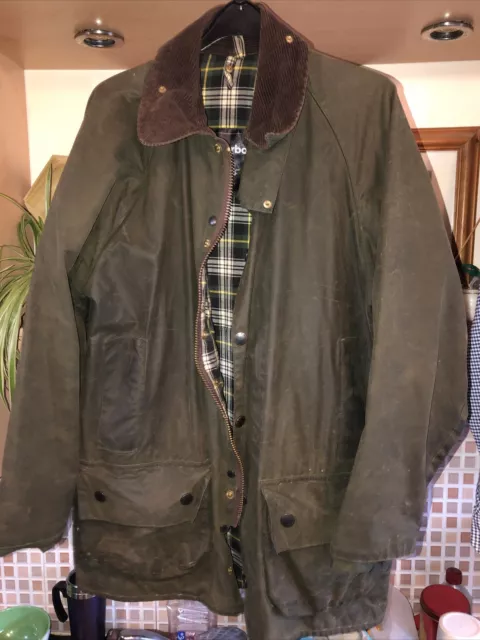 Vintage Barbour A150 Beaufort Green Waxed Jacket C 38 97cm