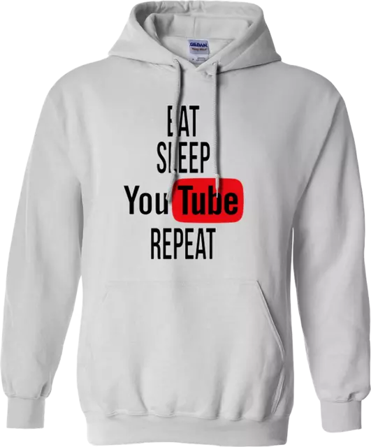 Eat Sleep Youtube Repeat Hoodie Youtuber VLOG Funny Novelty Vintage Party Gifts