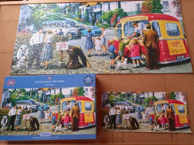 Gibsons 636 Jig Saw Puzzle " Ice Cream By The River" Complete.