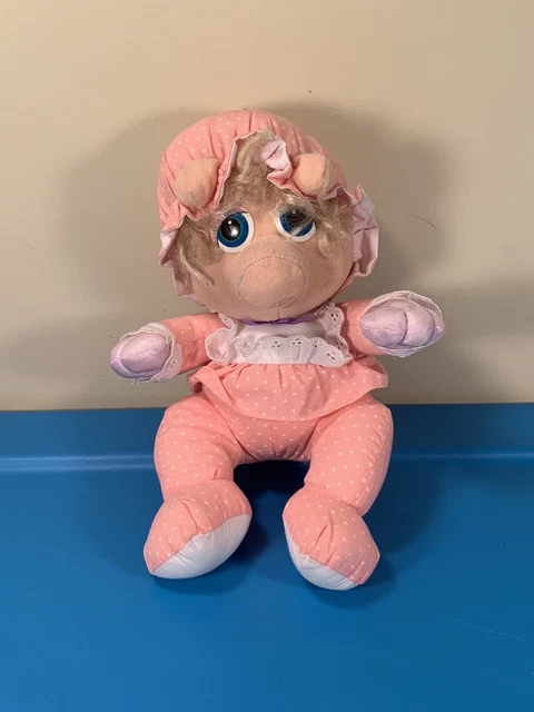 Vintage Hasbro Softies Henson Muppet Babies Baby Miss Piggy Doll Plush 1985 10”