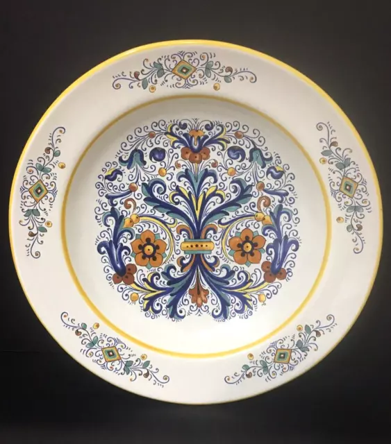 Deruta Ceramiche Large Italian Pottery Rimmed Pasta/Salad Serving Bowl 15"X3"