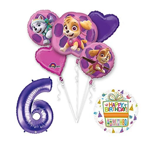 PAW PATROL SKYE & EVEREST 6th Birthday Party Balloons Supplies Chase