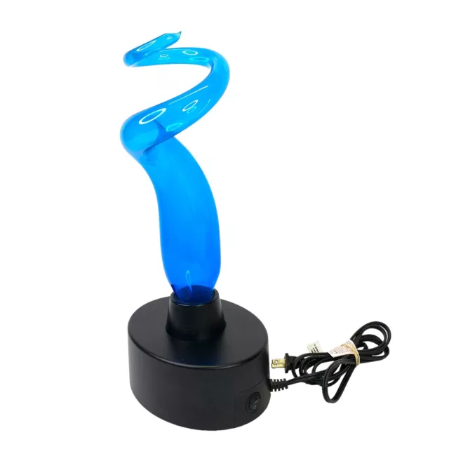 LumiSource Sculptured Blue Swirl Touch Sensitive Plasma Art Glass Lamp 12”
