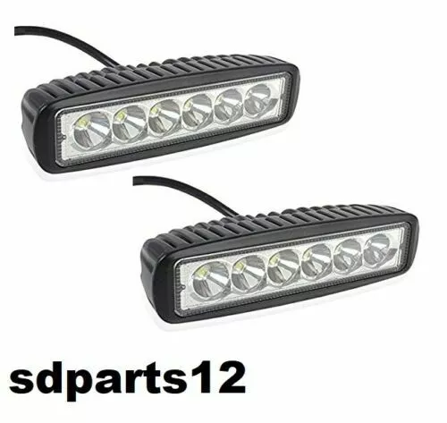 2x Phare Barre Lumineuse 6 Led 18w 6000k Feux De Travail D'inondation Auto Vtt