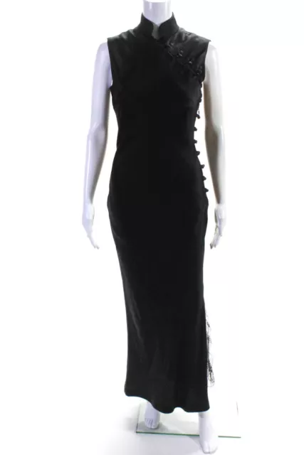 Christian Dior Womens Sleeveless Mock-neck Toggled Evening Gown Black Size 8