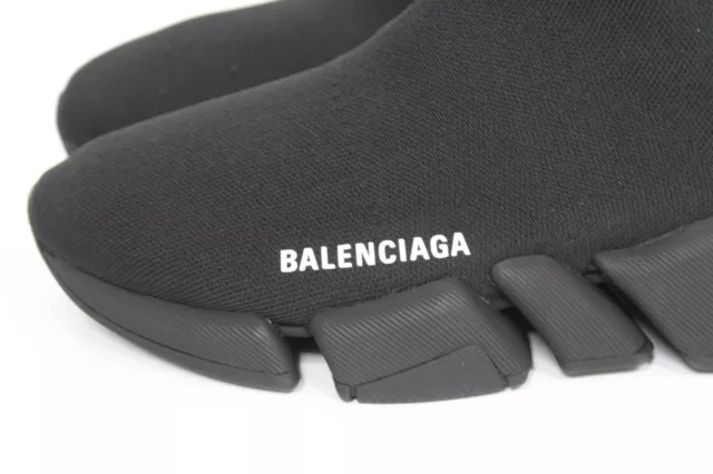 New sz 7 US / 37 BALENCIAGA Black Speed 2.0 Faux Fur Pull on Sneaker Shoes 3