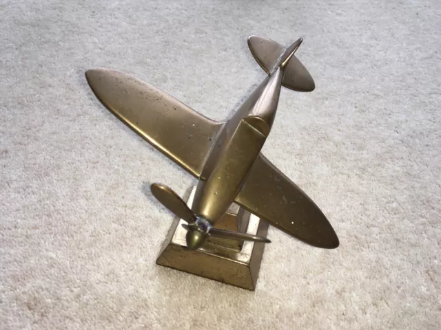 Cww2 Vintage Spitfire/Hurricane Shaped Brass Trenchart Type Desk Paperweight