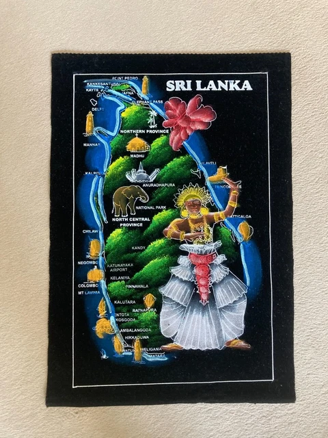 Stoffbild - Symbolische Karte von "Sri Lanka", mehrfarbig mit Struktur