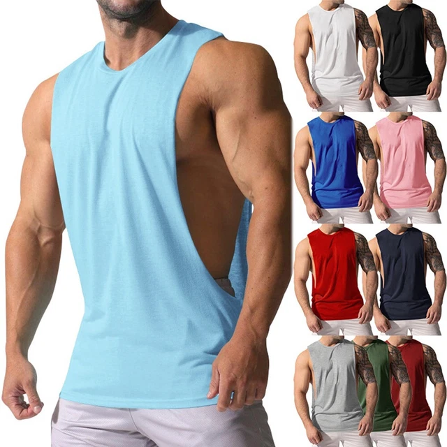T-Shirt Collo Crew Solido Tank Gilet Bodybuilding Casual Palestra Sportiva