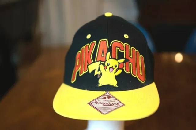 Genuine PIKACHU Pokémon OSFM Black Yellow Original Snapback Cap Hat - NEW