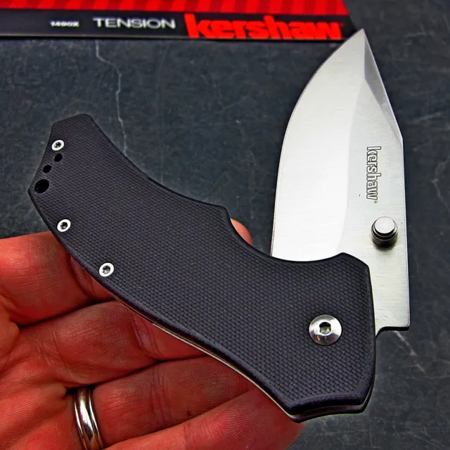 Kershaw Tension Black EDC Everyday Carry Drop Point Blade Folding Pocket Knife