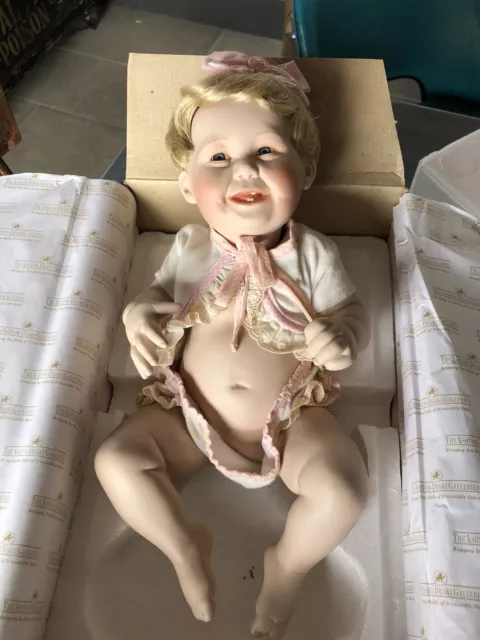Vintage The Ashton Drake Galleries Cute as a Button Porcelain Doll  /boxed Vgc