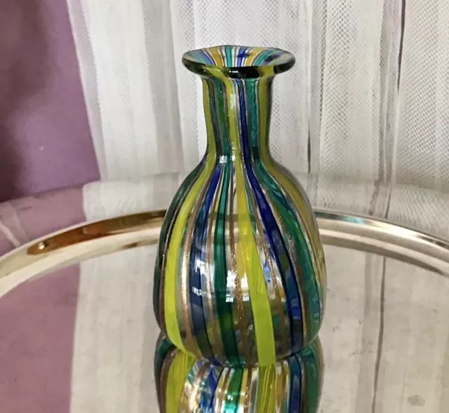 Vintage Livio Campanella Vase Glasvase Streifen Edel Glaskunst Abriss Murano