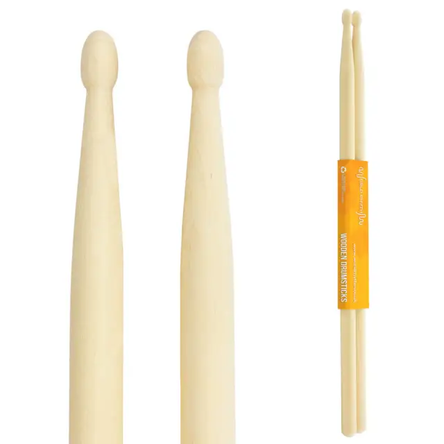 Maple 5A Drumsticks by World Rhythm – Wood Tip 5A Pair of Drum Sticks