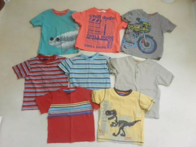 Pacchetto T-shirt Ragazzi x 8 Tesco Cherokee TU Primark Shark Dinosauro a Righe Età 2-3