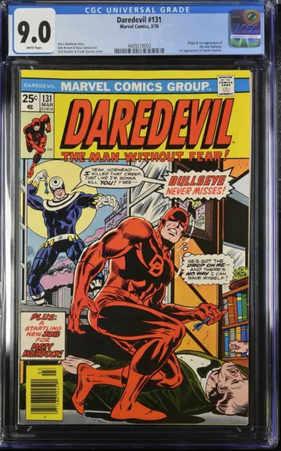 Daredevil #131 CGC 9.0 VF/NM White Pages 1st App Bullseye 1975 Marvel Comics