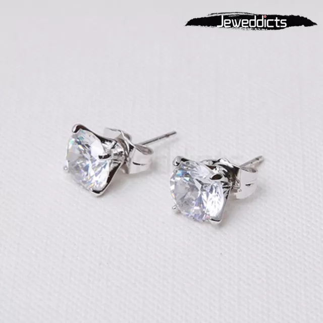 1 Pair Sterling Silver Ear Studs Earring Bar Butterfly Zirconia Jewellery 3-8mm 2