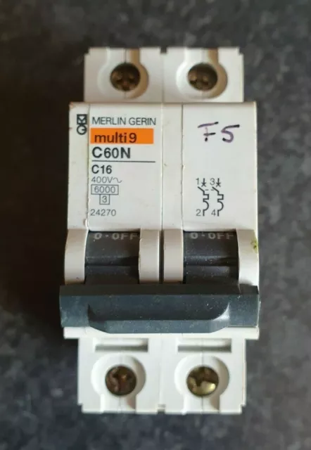 Merlin Gerin Multi 9 C60N C16 16 AMP Typ C 2-polig DP 24270 MCB - neue Clips