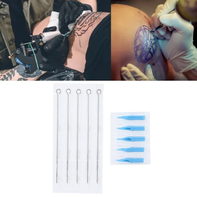 (9RS Tattoo Needle + 9DT Needle Nozzle)50pcs Mixed Tattoo Needles Professional