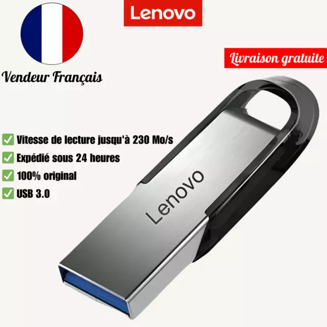 Clé USB 3.0 Lenovo Grande Capacité 64 Go 128 Go 256 Go gb Stockage Haute Vitesse