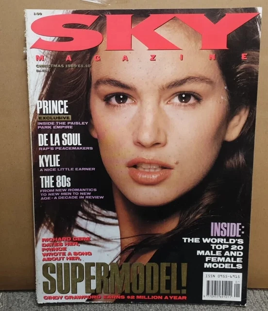 SKY MAGAZINE DECEMBER 1989 Cindy Crawford Supermodels Kylie Minogue sky-magazine-december-1989-cindy-crawford-supermodels-kylie-minogue