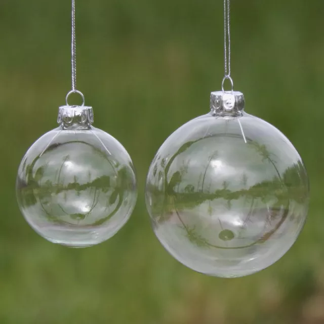 5-50PCS Clear Glass Baubles Sphere Ball Fillable Christmas Tree Hanging Ornament