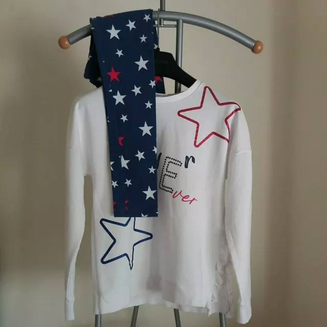 Tuta bambina 12 anni Brums leggins  blu a stelle + felpa bianca con scritte
