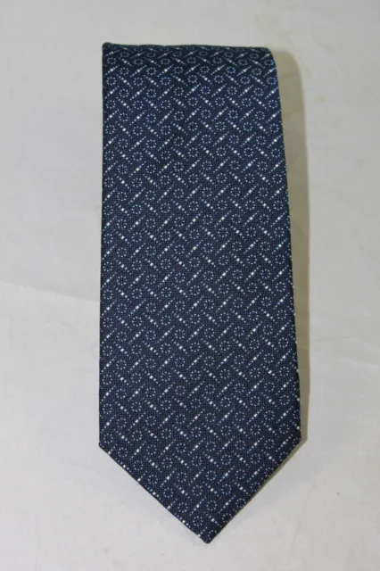 David Donahue Men's Navy Blue Geometric Pattern Silk Tie MSRP $135