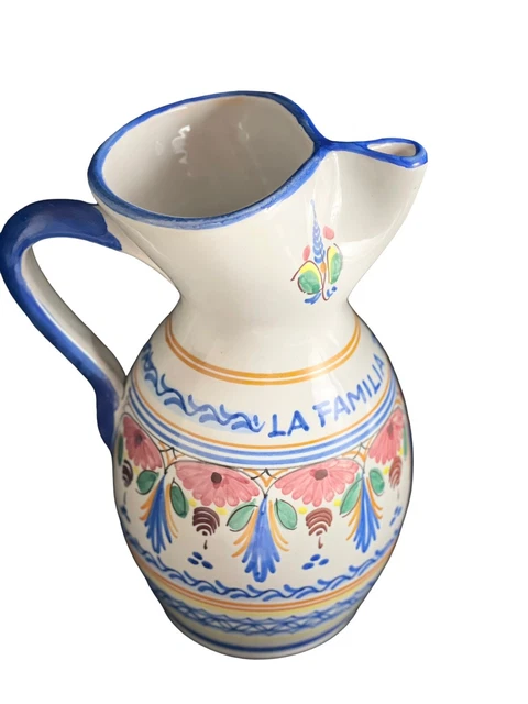 AIH Puente Sangria Pitcher Ceramic Pottery Clay Vase Hand Painted 10.5 in Spain