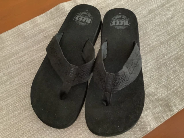 Reef Womens Sz 10 Black Summer Sandals Thongs Flip Flops Sandals