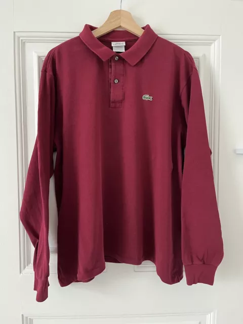 Lacoste Long Sleeve Polo Shirt XL Size 6 Burgundy Red