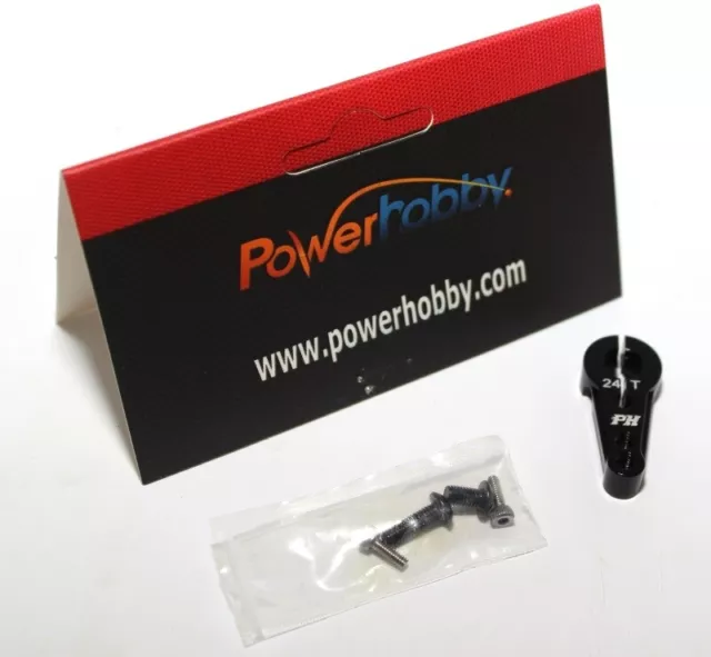 PowerHobby 24T Aluminium Servo Hitec Corne Noir : HS-5625MG HS-5645MG