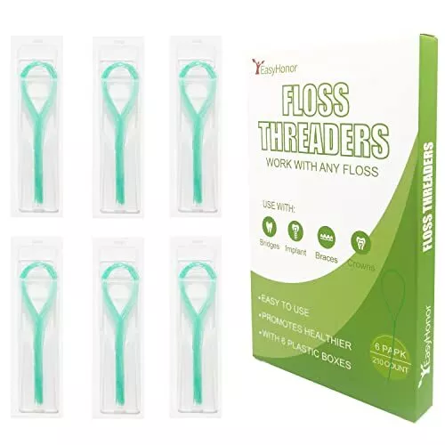 Dental Floss Threaders For Braces Bridges And Implants green 210 Count 6 Pack