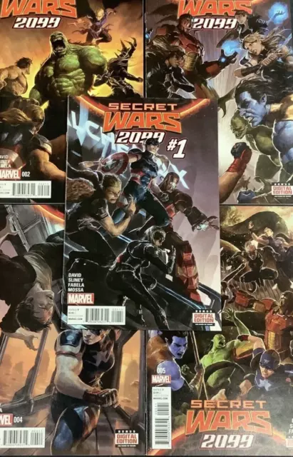 Secret Wars 2099 #1 - 5 Comic Book Lot Full Series Marvel Warzones Xover P David