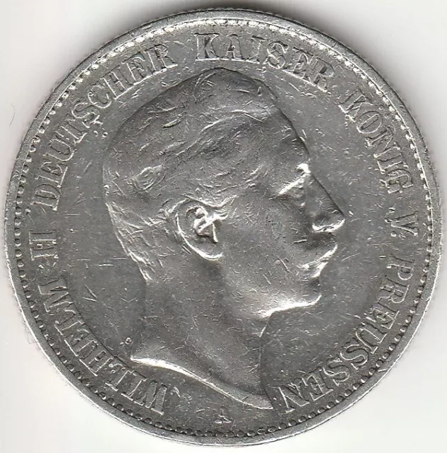 2 Mark Preußen 1896 A Wilhelm II, Kaiserreich, Silber, 303