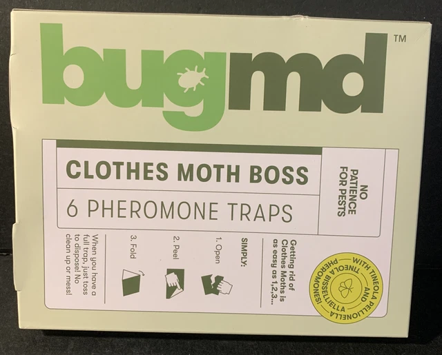 BugMD Clothes Moth Traps (6 Pack), Sticky Glue Bug Repellent for Closet Wardrobe