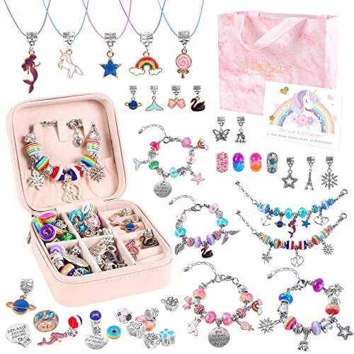 Kit de fabricación de joyas de pulsera con dijes ELLENER, listo para regalar, divertido y