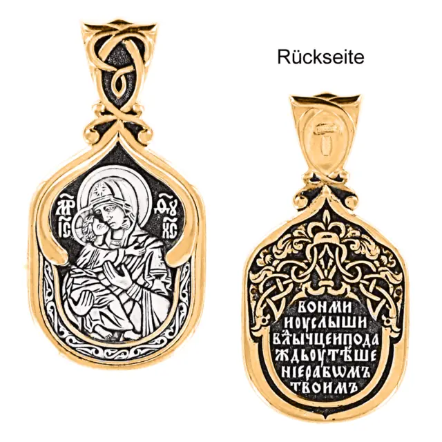 Russian Orthodox Icons Pendant 925er Silver Gold Plated Symbol Jewelry